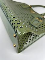 Sac cabas Prada en cuir vert - Photo 8