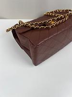 *RARE* Sac porté épaule Chanel Jumbo cuir grainé double logo marron - Photo 4