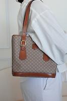 Sac seau Céline en toile macadam beige - Photo 2