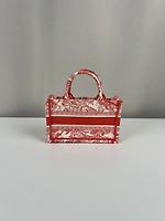 Mini sac Dior Book Tote en tissu rose orange motif Toile de Jouy - Photo 6