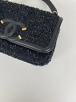 Chanel sac en tweed noir - Photo 10