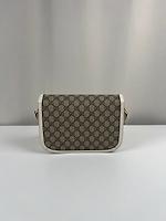 Sac bandoulière Horsebit Gucci blanc et marron - Photo 6