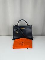 Hermès Kelly 35 cuir noir bijouterie dorée - Photo 2
