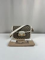 Sac bandoulière Horsebit Gucci blanc et marron - Photo 4