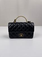 Sac Chanel top handle cuir noir - Photo 6