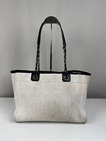 Sac cabas Chanel Deauville en toile gris / beige - Photo 3