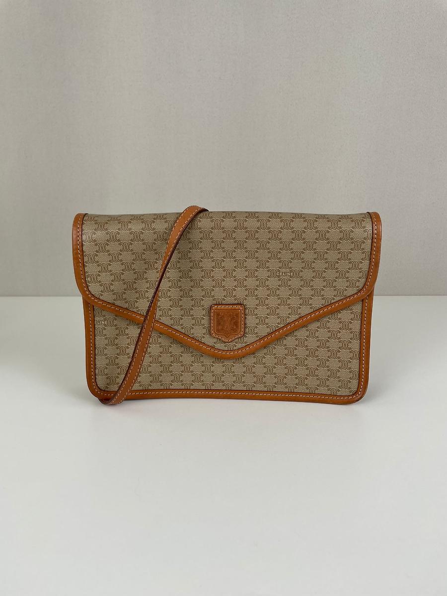 Pochette Céline avec bandoulière Macadam toile beige