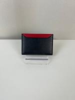 Porte-cartes Prada en cuir noir et rouge - Photo 3