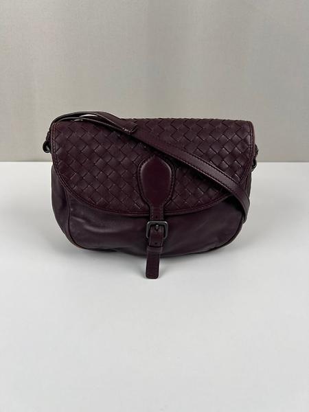 Sac bandoulière Bottega Veneta en cuir Intrecciato bordeaux