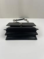 Sac bandoulière Saint Laurent Sunset taille medium cuir noir - Photo 7