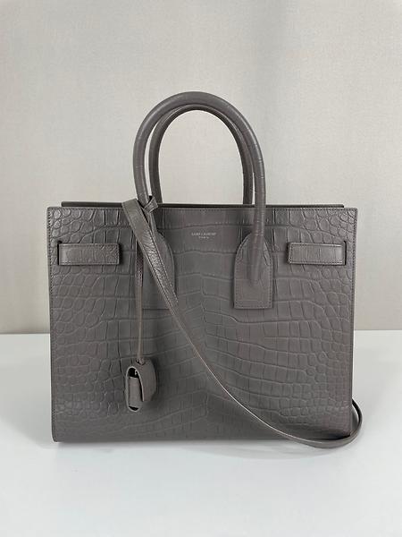 Sac de Jour small en cuir embossé gris Saint Laurent