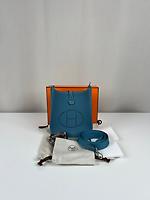 Sac bandoulière Hermès Mini Evelyne 16 bleu jean - Photo 3
