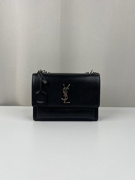 Sac bandoulière Saint Laurent Sunset en cuir noir