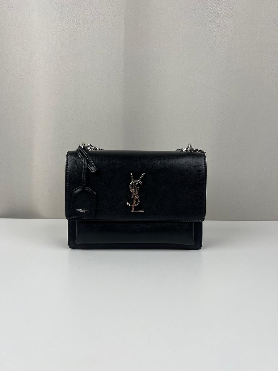 Sac bandoulière Saint Laurent Sunset en cuir noir