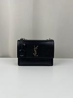 Sac bandoulière Saint Laurent Sunset en cuir noir - Photo 1