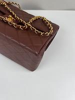 *RARE* Sac porté épaule Chanel Jumbo cuir grainé double logo marron - Photo 9