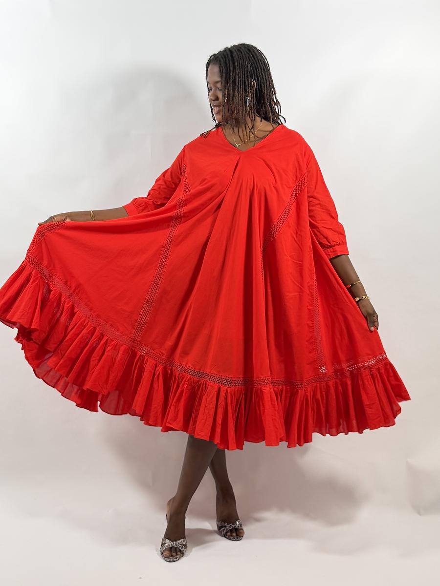 Robe évasée en coton