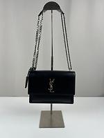 Sac bandoulière Saint Laurent Sunset taille medium cuir noir - Photo 1