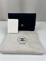 Sac épaule Chanel en tissu vintage bleu nuit - Photo 3