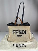 Fendi cabas Peekaboo tote moyen raphia - Photo 4