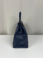 Sac Hermès Kelly 32 en cuir Togo bleu de Prusse retourné - Photo 8