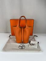 Sac Hermès Picotin Lock 18 en cuir taurillon Clémence orange - Photo 3