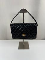 *RARE* Sac Chanel double rabats en cuir noir - Photo 3
