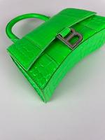 Sac Balenciaga Hourglass cuir embossé vert néon - Photo 8
