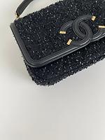 Chanel sac en tweed noir - Photo 9