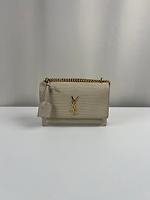 Sac bandoulière Sunset Saint Laurent en cuir beige embossé - Photo 5
