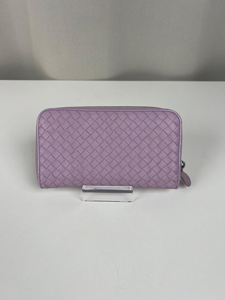 Portefeuille zippé long Bottega Veneta cuir mauve