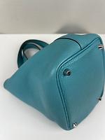 Sac Hermès Picotin 18 Bleu turquoise bijouterie palladium - Photo 6