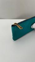 Pochette à clés / portemonnaie Saint Laurent en cuir verni turquoise - Photo 6