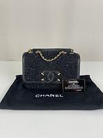 Chanel sac en tweed noir - Photo 4