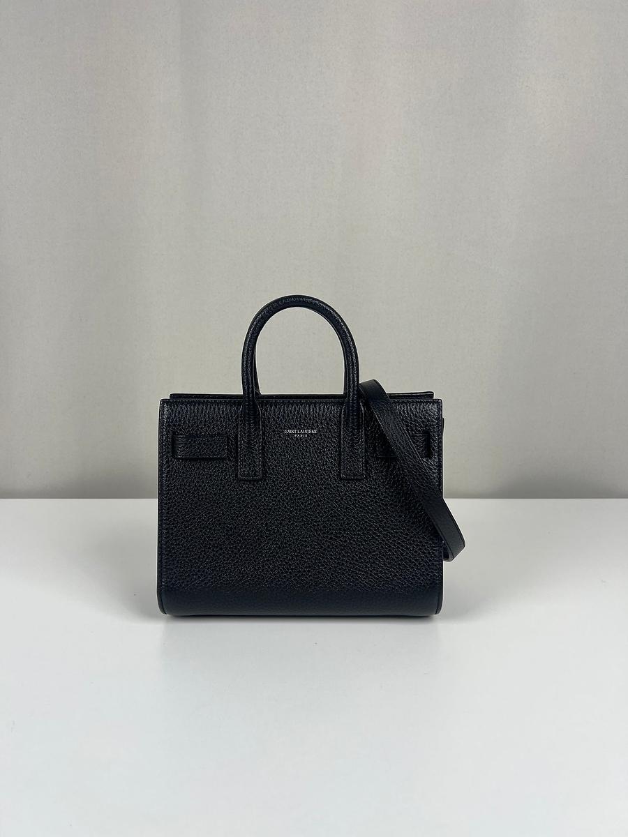 Sac de jour baby Saint Laurent en cuir grainé noir