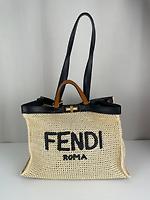 Fendi cabas Peekaboo tote moyen raphia - Photo 5