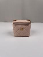 Sac bandoulière Chanel mini vanity cuir rose - Photo 4