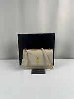 Sac bandoulière Sunset Saint Laurent en cuir beige embossé - Photo 4