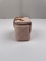 Sac bandoulière Chanel mini vanity cuir rose - Photo 7