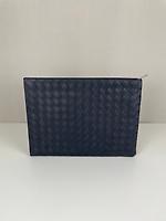 Pochette document Bottega Veneta en cuir intrecciato bleu marine - Photo 4