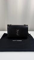 Sac bandoulière Saint Laurent Sunset cuir noir - Photo 4