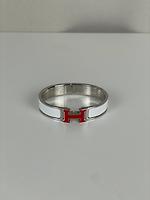 Bracelet Hermès Clic H laqué édition limitée rouge et blanc - Photo 1
