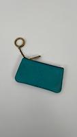 Pochette à clés / portemonnaie Saint Laurent en cuir verni turquoise - Photo 9