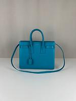 Saint Laurent Sac de Jour small en cuir bleu turquoise - Photo 1