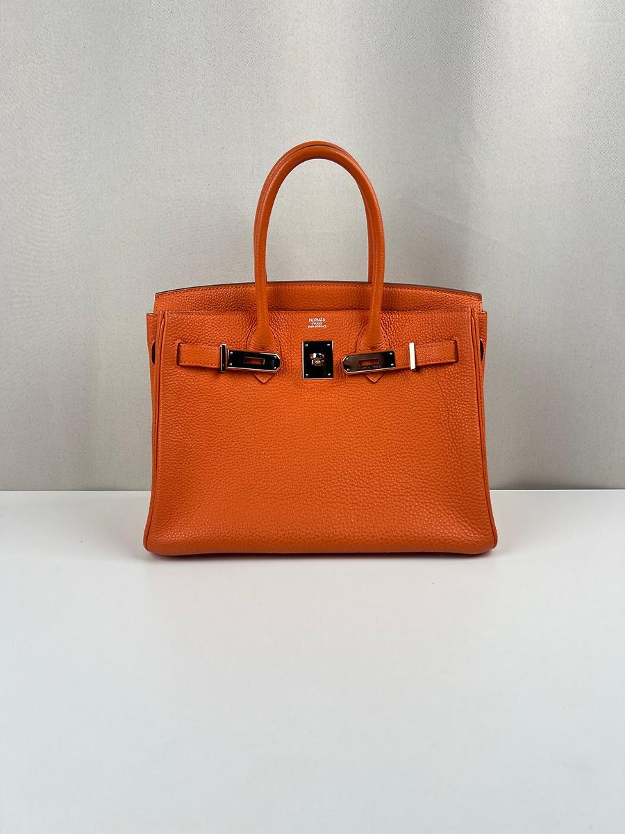 Sac Hermès Birkin 30 orange cuir togo