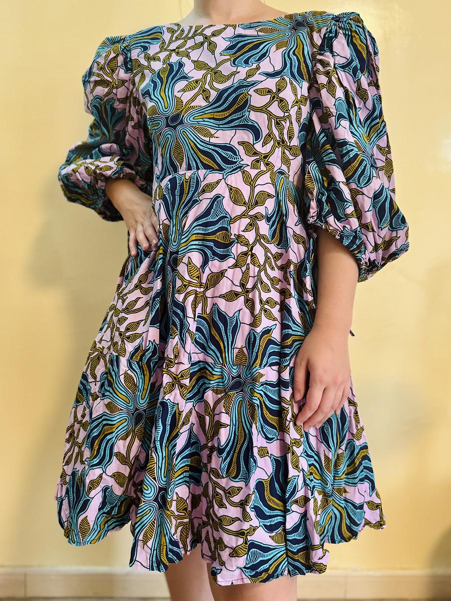 Robe en wax - manches ballons