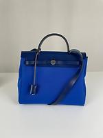 Herbag 31 Hermès en cuir et toile tissu bleu - Photo 1