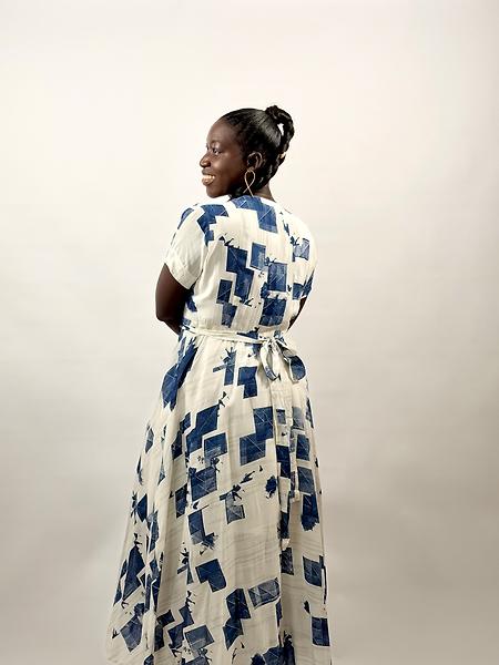 Robe portefeuille bleu blanc