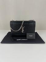 Sac Saint Laurent Sunset Medium Noir cuir embossé - Photo 3
