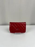 Sac bandoulière Chanel WOC en cuir rouge - Photo 4